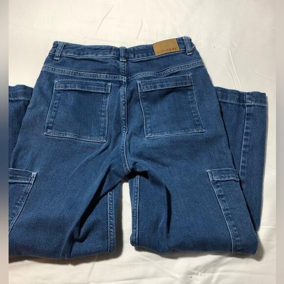 Superdry womens 26 wide leg cargo utility cropped jeans baggy pockets light wash - Picture 13 of 15